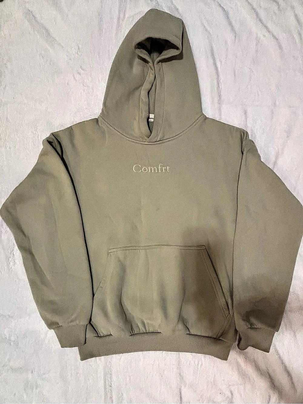 Comfrt Signature Minimalist Heavyweight Hoodie – Sage / Olive Green Size Small